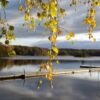 sweden, bathing jetty, autumnal